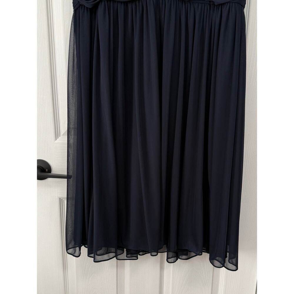 Jessica Howard Women's Navy Chiffon V-Neck Mini Pleat Dress Size 18W - Picture 11 of 11